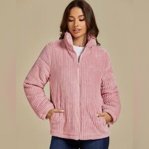 NWOT Luvamia Pink Corduroy Puffer Jacket with Pockets